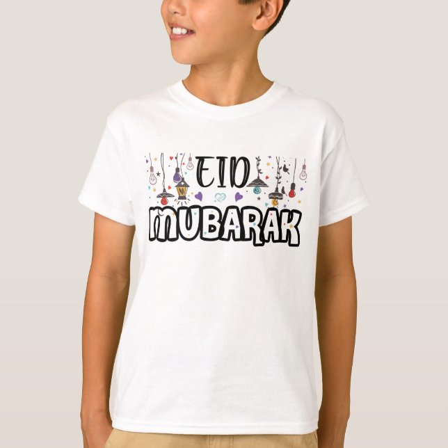 Arabic Muslim Holiday Eid Al-Fitr, Adha Mubarak T-Shirt (Front)