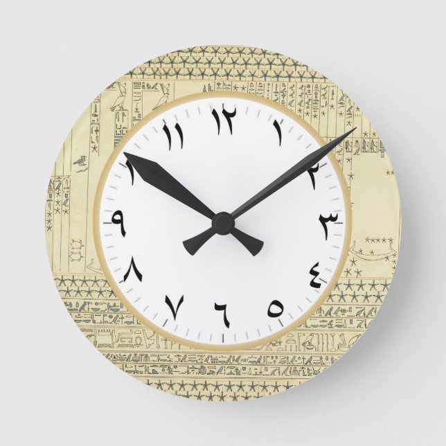 Arabic Number Clock Ancient Egypt hieroglyphics (Front)