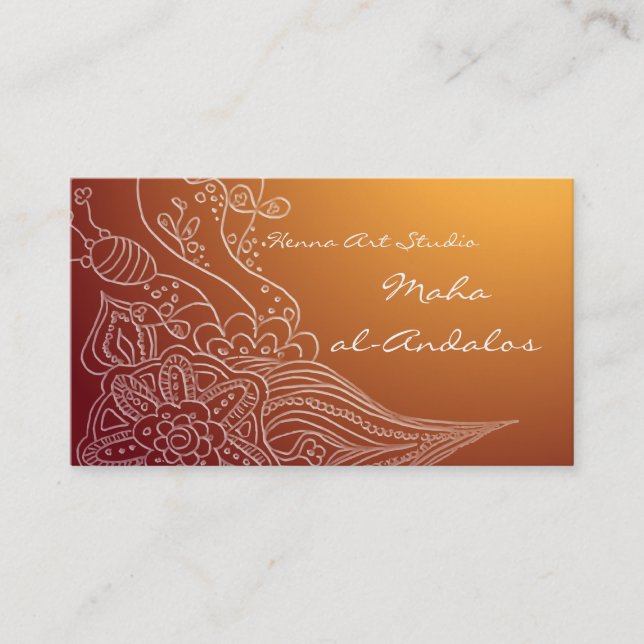 Arabic oriental henna style business card (Front)