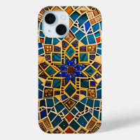 Arabic pattern in beige and turquoise blue