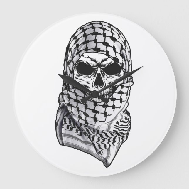 Arabic Shemagh Kufiya Skull Acrylic Wall Clock (Front)