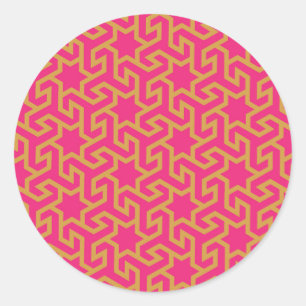 Arabic Star Shaped Pattern Classic Round Sticker