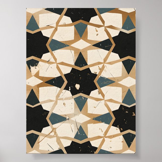 Arabic Tile Pattern Dark Poster (Front)