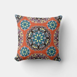 Arabic tile, vintage patchwork pattern. throw pillow