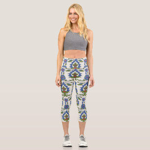 Arabic Traditional: Iznik Tile Seamless. Capri Leggings