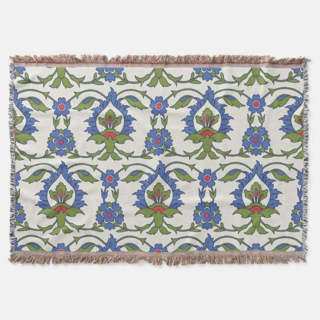Arabic Traditional: Iznik Tile Seamless. Throw Blanket (Front)