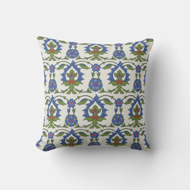 Arabic Traditional: Iznik Tile Seamless. Throw Pillow (Front)