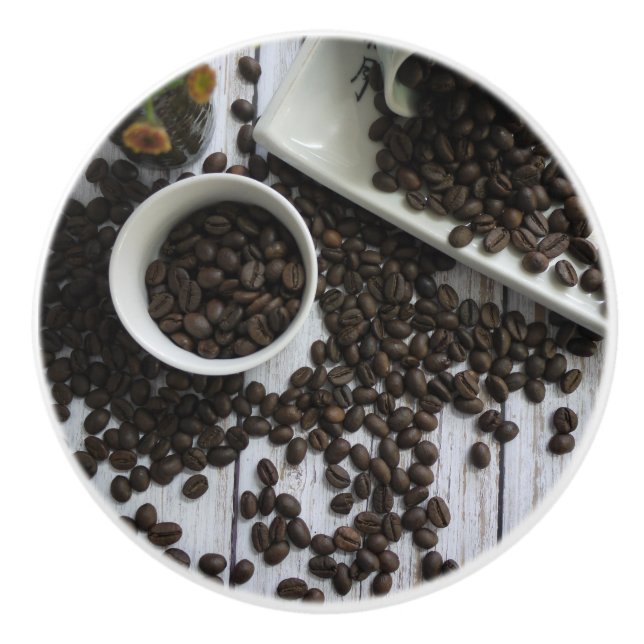 Arabica Coffee Beans for the Coffee Fanatic Ceramic Knob (Front)