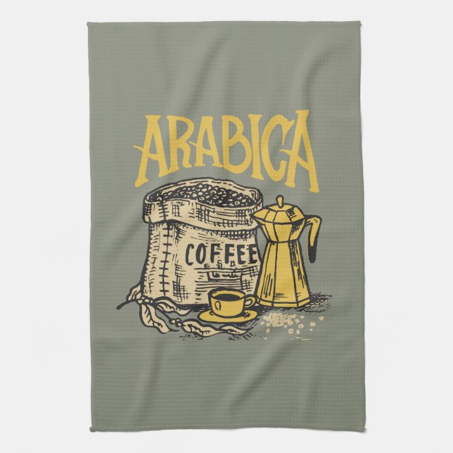 Arabica Coffee l Vintage image Kitchen Towel (Vertical)