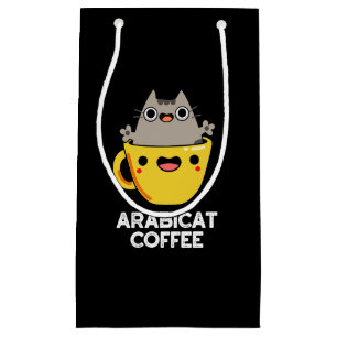 Arabicat Coffee Funny Arabica Cat Pun Dark BG Small Gift Bag