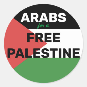 ARABS FOR A FREE PALESTINE FLAG RED BLACK GREEN  CLASSIC ROUND STICKER