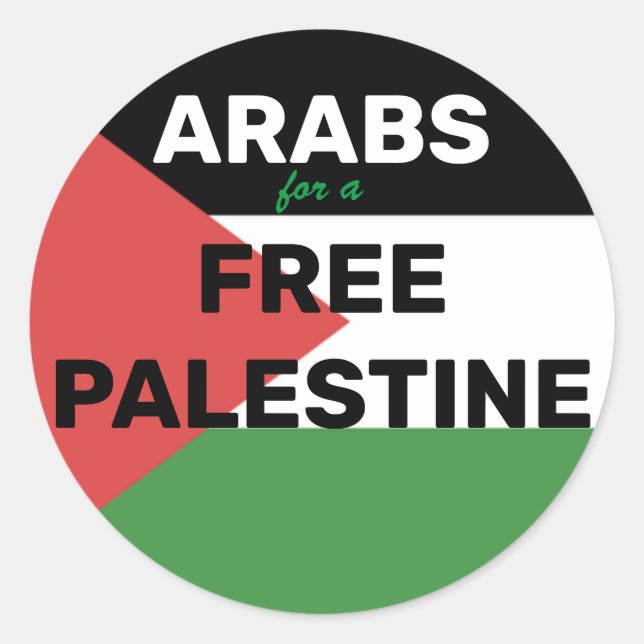 ARABS FOR A FREE PALESTINE FLAG RED BLACK GREEN  CLASSIC ROUND STICKER (Front)