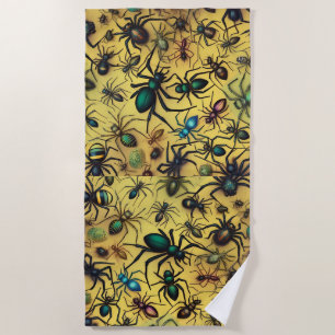Arachnid Lovers Creepy Crawly Spiders, Beach Towel