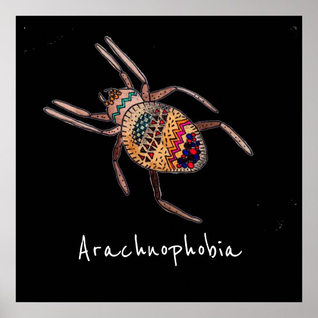 Arachnophobia slogan Colorful Spider arachnid art Poster (Front)