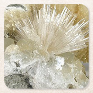 Aragonite and Quartz Square Paper Coaster