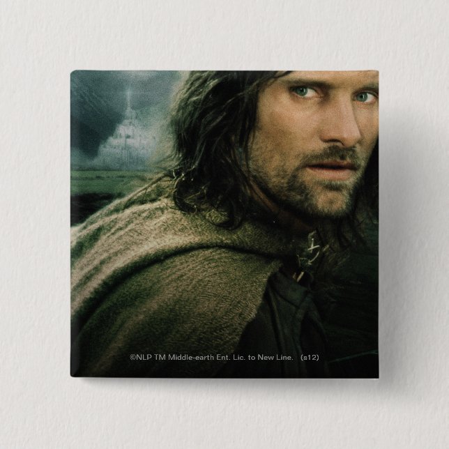 Aragorn Close Up 2 Inch Square Button (Front)