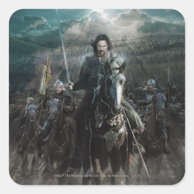 Aragorn Leading on Horse Square Sticker (Front)