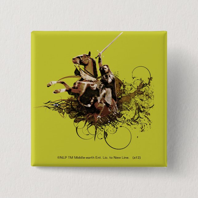 Aragorn Riding a Horse Vector Collage 2 Inch Square Button (Front)