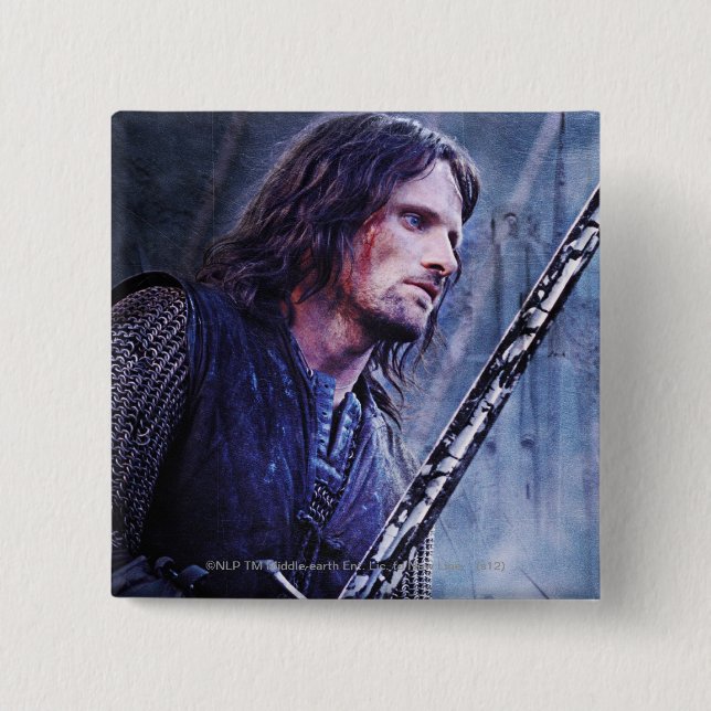 Aragorn with blood 2 inch square button (Front)