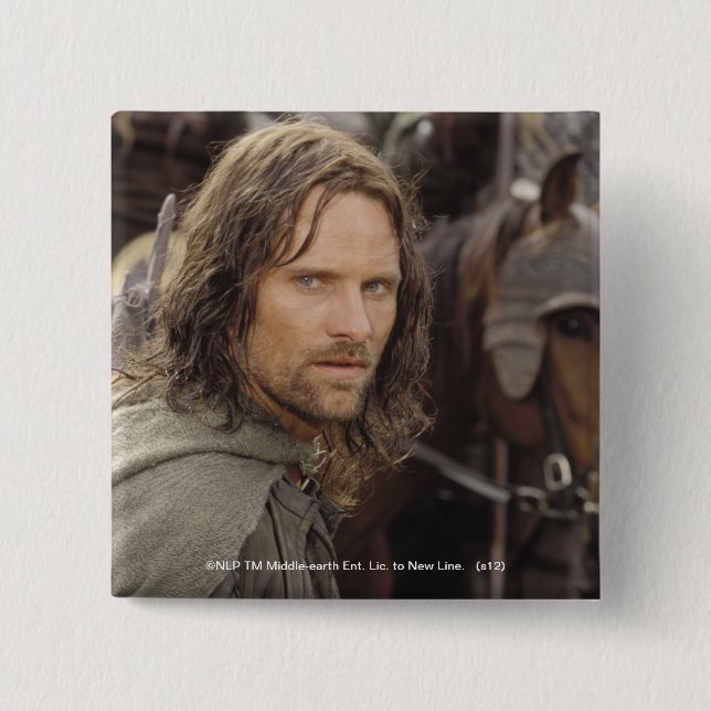 Aragorn with horse 2 inch square button (Front)