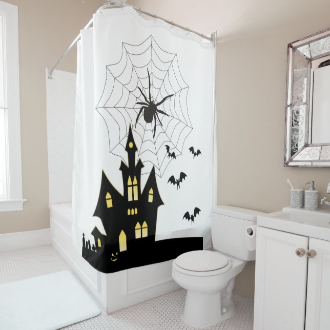 Araignée de rideau de douche d'Halloween (En situation)