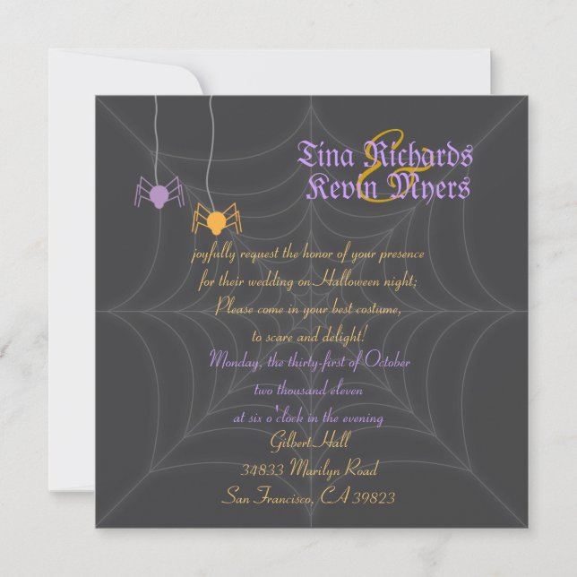Araignée d'Halloween Faire-part de mariage (Devant)