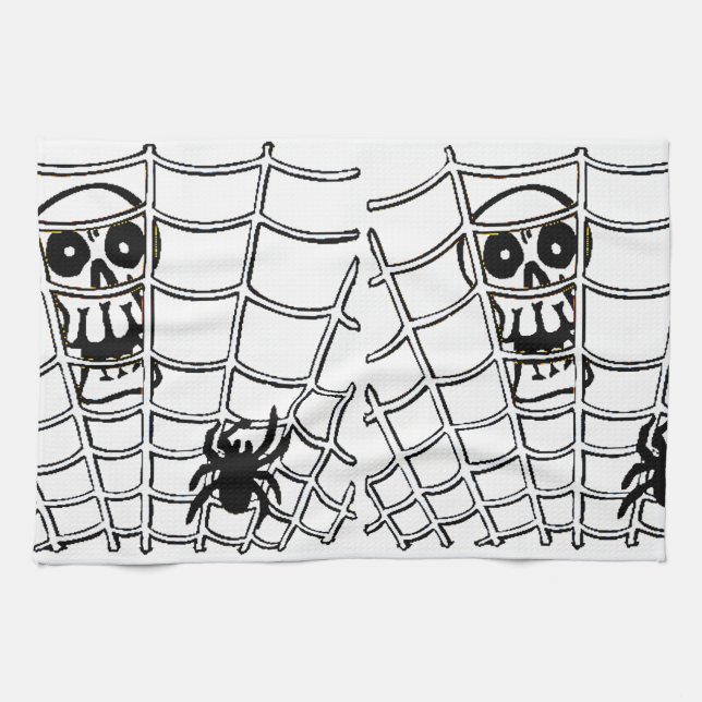 Araignée en Web avec crâne Halloween Serviette de  (Horizontal)