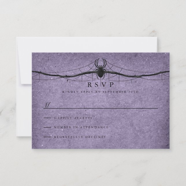 Araignée gothique Mariage d'Halloween RSVP (Devant)