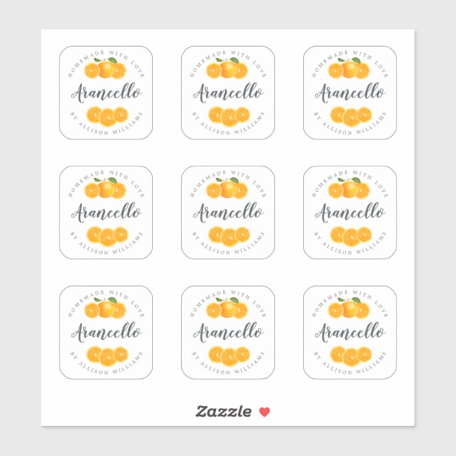 Arancello Mini Bottle Label – 2 inch Square  (Sheet)