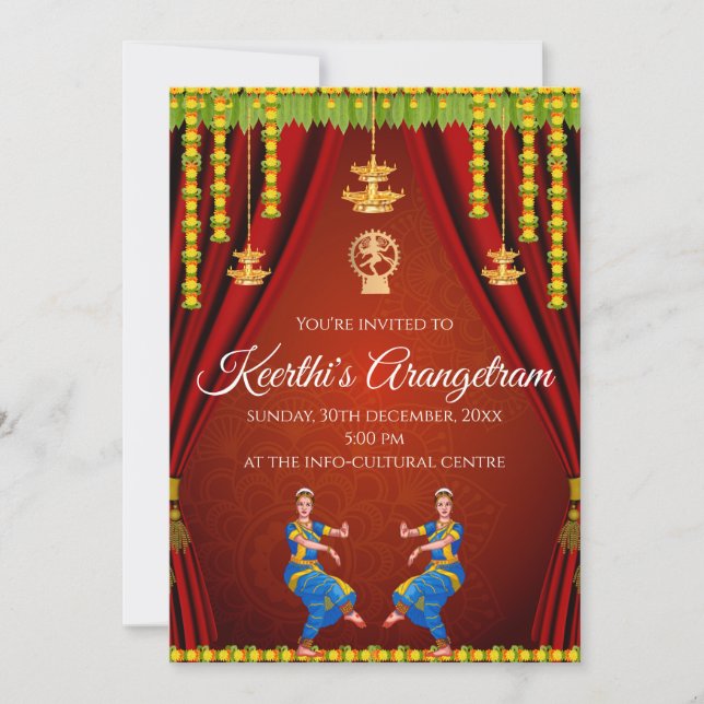 Arangetram invitation & Arangetram ceremony invite (Front)
