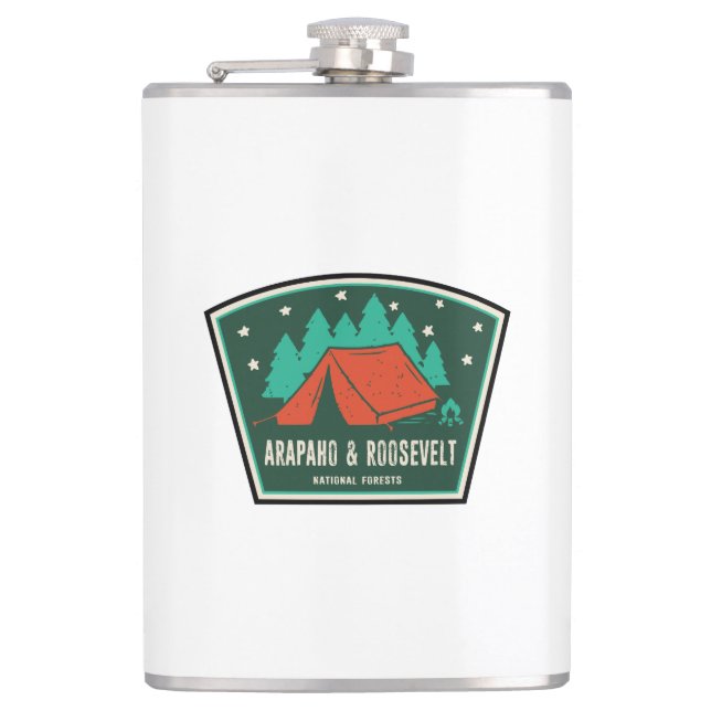 Arapaho And Roosevelt National Forests Camping Hip Flask (Front)