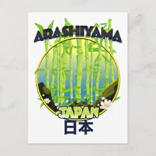 Arashiyama Japan travel logo Postcard