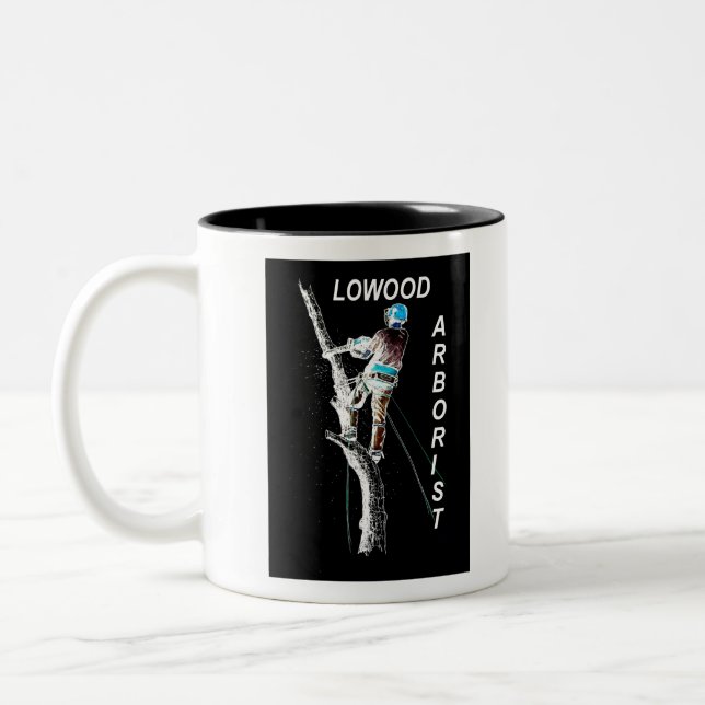 Arb Art Arborist Tree Surgeon Chainsaw  Landscape Two-Tone Coffee Mug (Left)