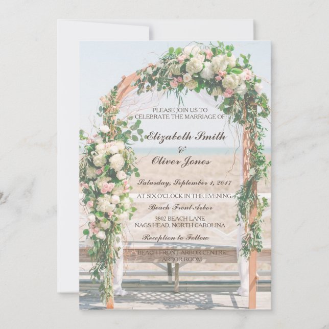 Arbor Beach Wedding Invitation (Front)
