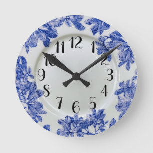 Arbor Blue Leaves Wall Clock