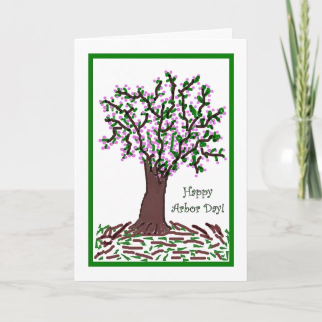 Arbor Day Card Artistic Blooming Tree (Front)