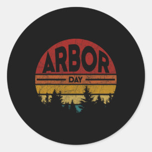 Arbor Day Plant Trees Earth Day Retro Nature Clima Classic Round Sticker