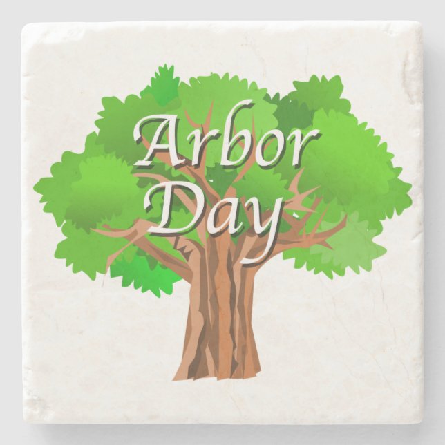 Arbor Day Tree Holiday Stone Coaster (Front)