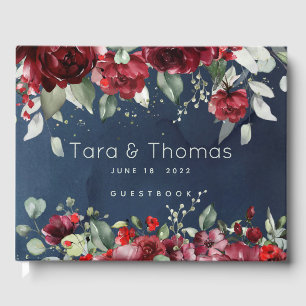 Arbor Of Roses Wedding Navy Blue Guest Book
