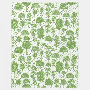 Arboretum 230715 - Avocado Green on White Fleece Blanket