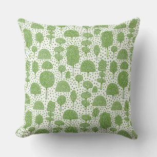 Arboretum 230715 - Avocado Green on White Throw Pillow
