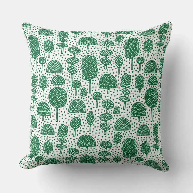 Arboretum 230715 - Forest Green on White Throw Pillow (Front)