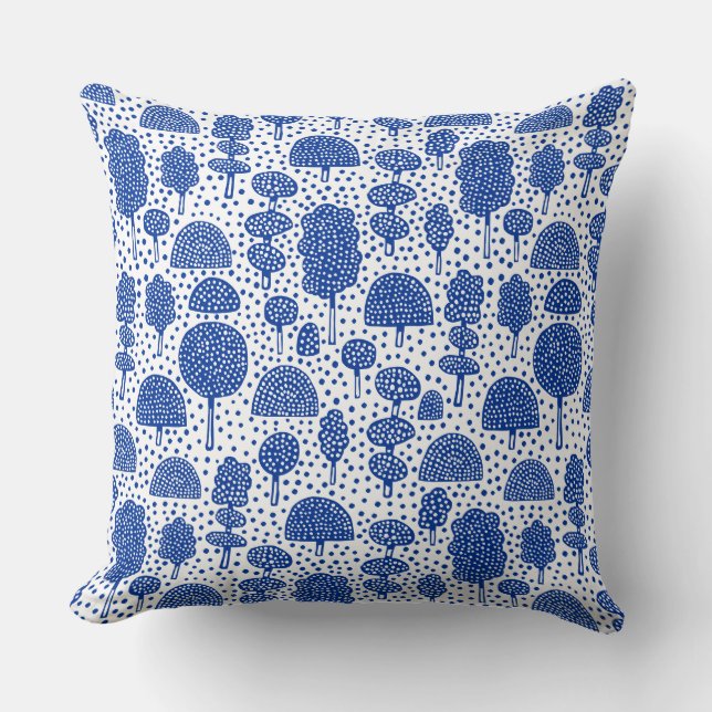 Arboretum 230715 - Navy Blue on White Throw Pillow (Front)