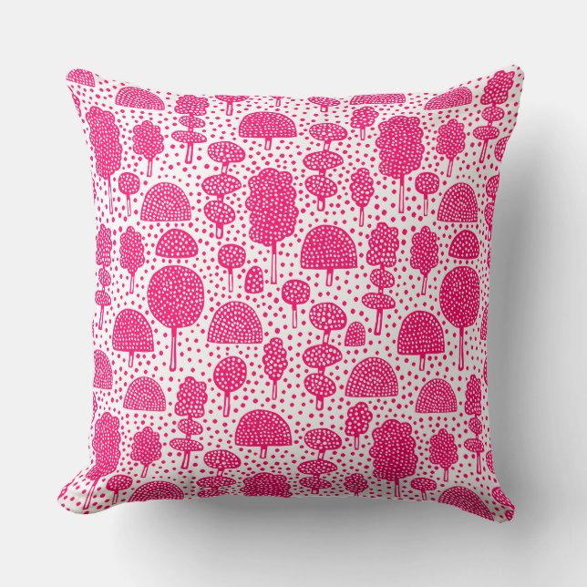 Arboretum 230715 - Neon Red on White Throw Pillow (Front)