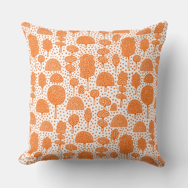 Arboretum 230715 - Orange on White Throw Pillow (Front)