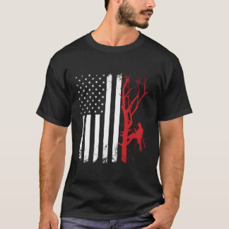 Arborist American Flag America Tree Surgeon T-Shirt