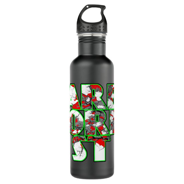 Arborist Cool green and red text design 710 Ml Water Bottle (Front)