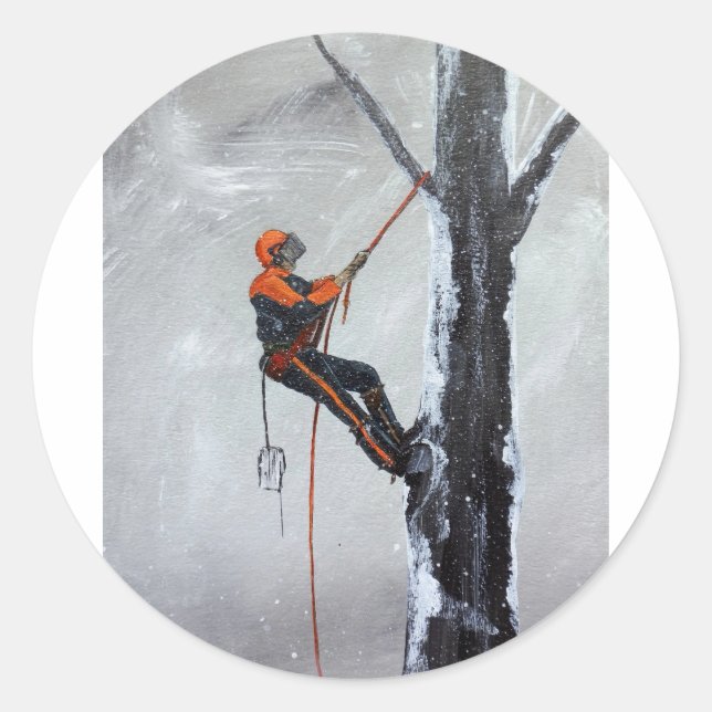 Arborist Long Haul Husqvarna Classic Round Sticker (Front)