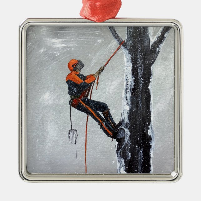 Arborist Long Haul Husqvarna Metal Ornament (Front)