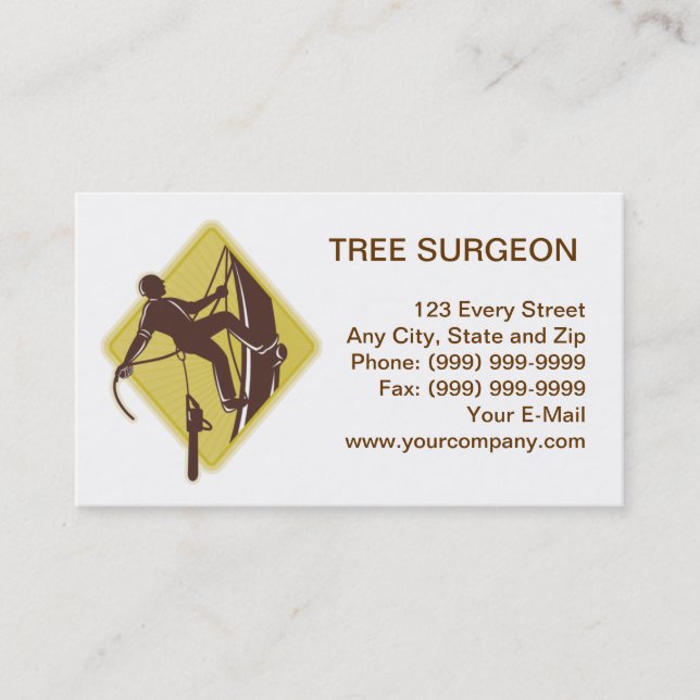 arborist tree surgeon agriculturist chainsaw business card (Front)